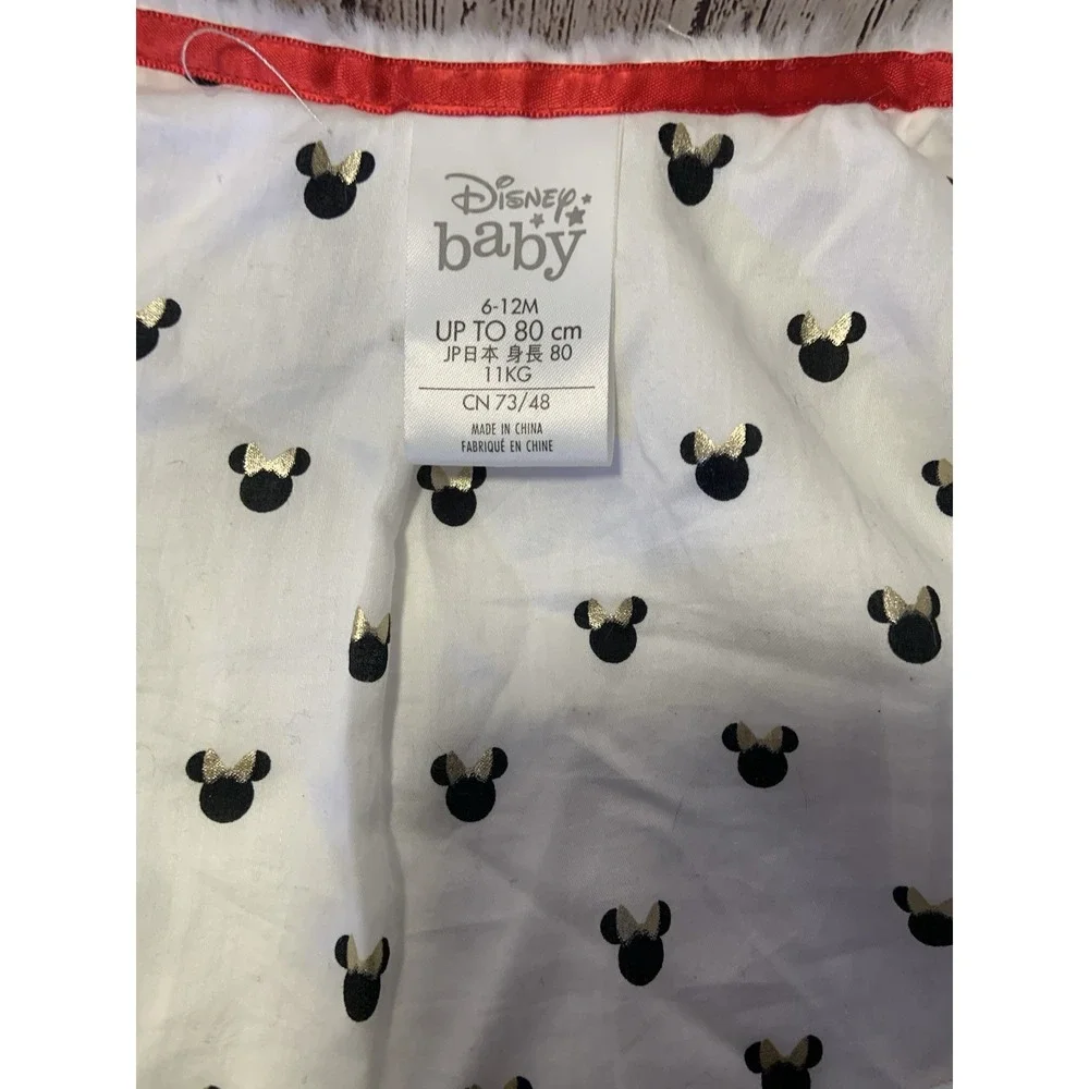 Disney Minnie‎ Mouse Faux Fur Puffer Jacket Coat Size 6-12 Months Baby
